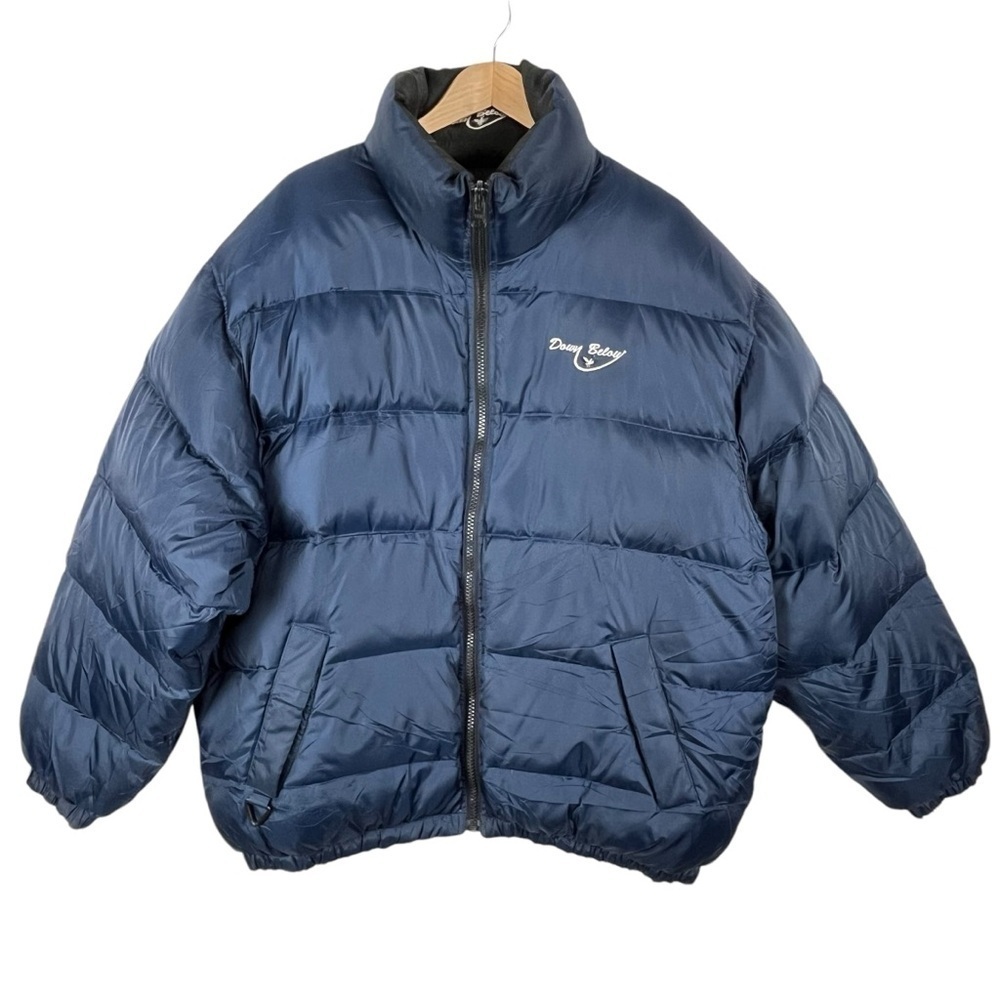 Down Below Black & Navy Reversible Down Filled Puffer Jacket Size XL